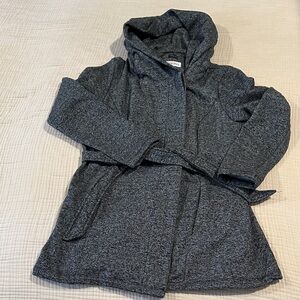 Women’s Merona Fleece Gray Hooded Peacoat Style Jacket Large